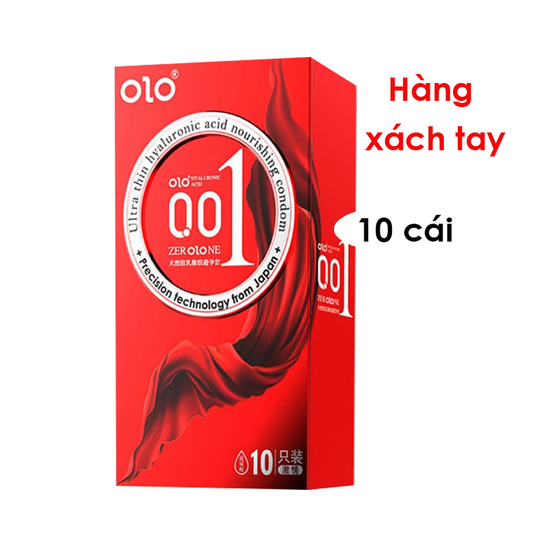 Bao cao su Olo thin 0.01 đỏ Square Red gai nổi siêu mỏng hộp 10c